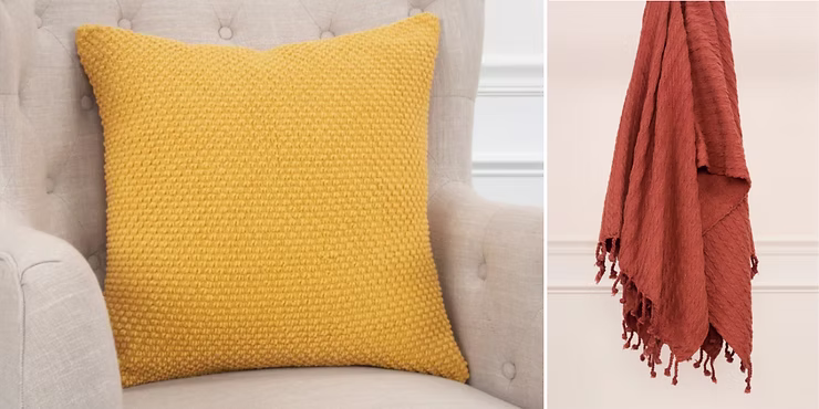 Warm sunset hues add a touch of coziness to interior textiles.
